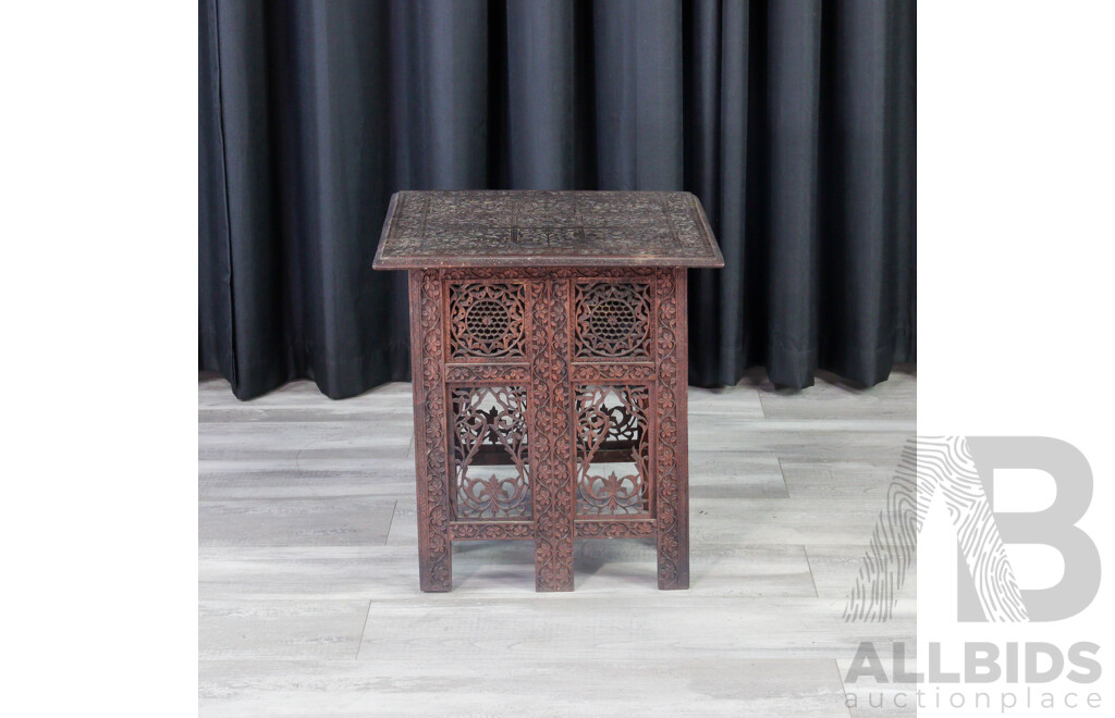 Carved Folding Indian Side Table