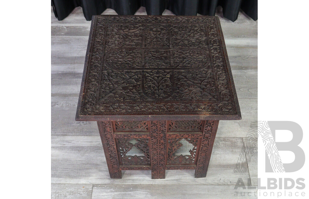 Carved Folding Indian Side Table