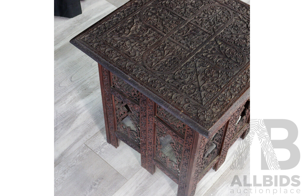 Carved Folding Indian Side Table