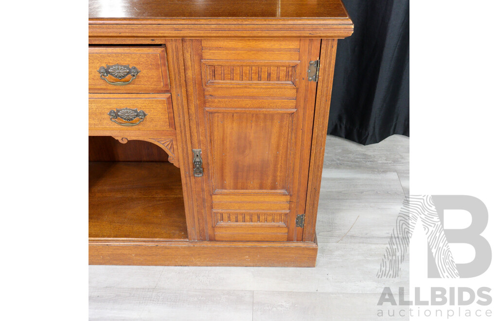 Edwardian Oak Mirrored Back Sideboard