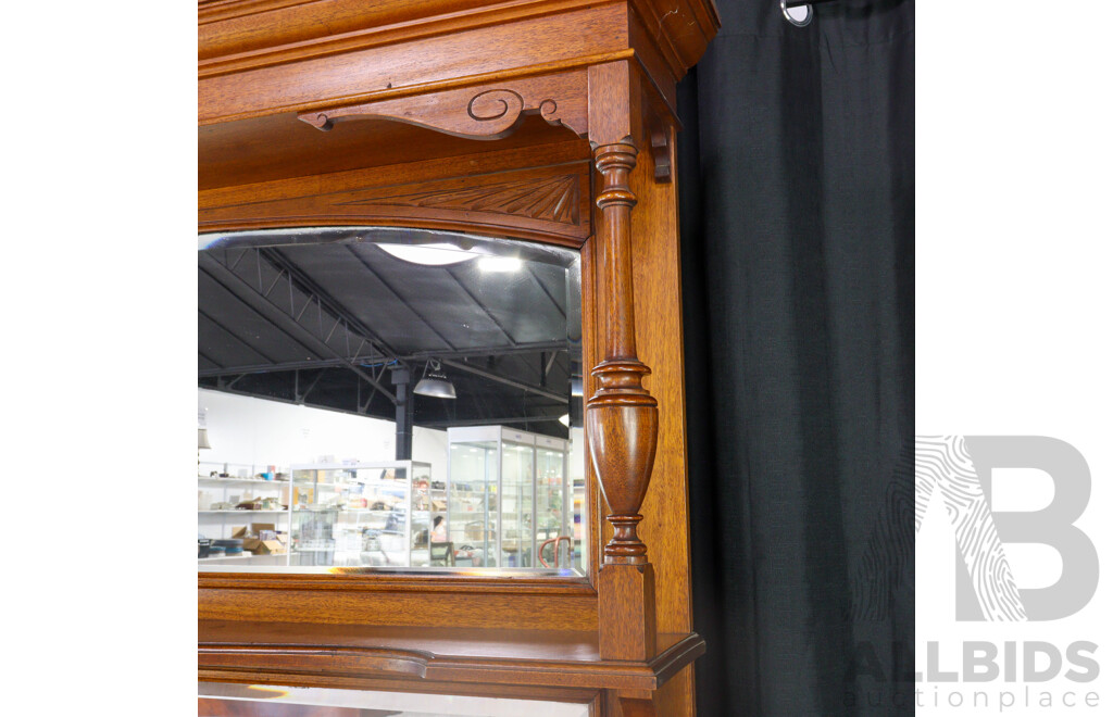 Edwardian Oak Mirrored Back Sideboard