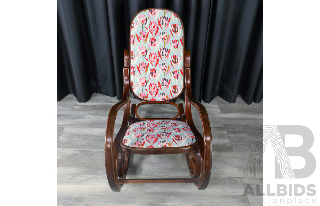 Vintage Bentwood Rocking Chair with New Upholstery