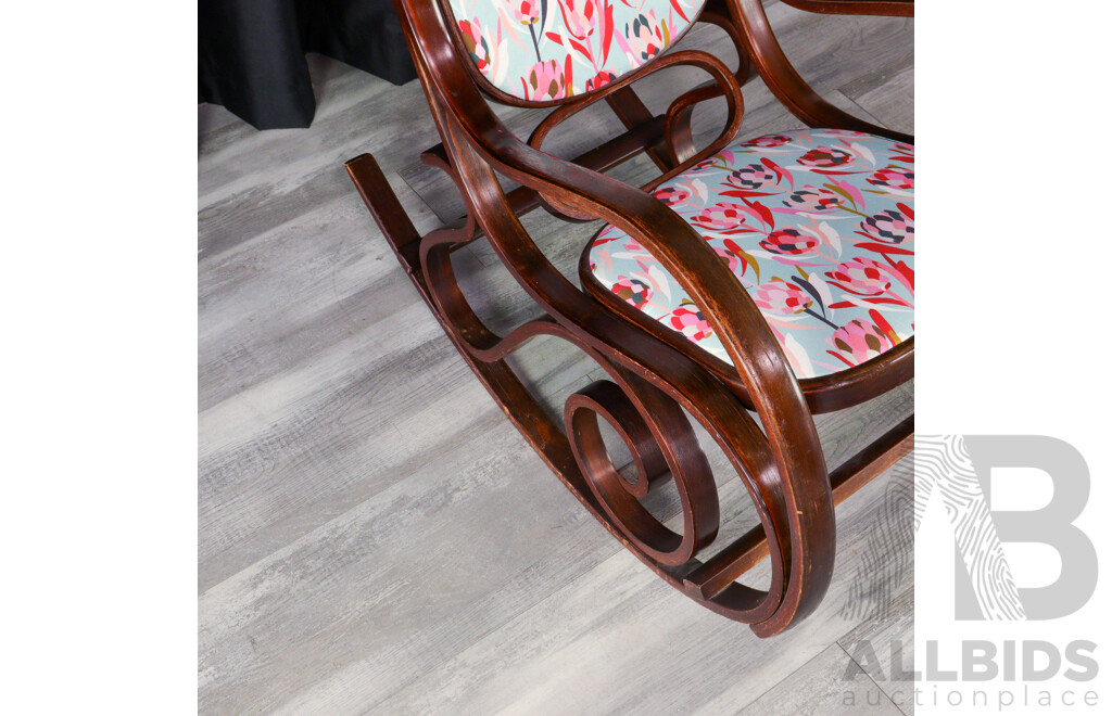 Vintage Bentwood Rocking Chair with New Upholstery