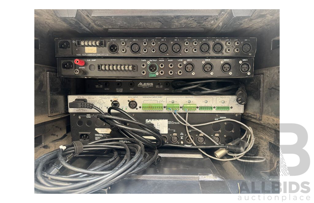 Various Audio Channel Mixers in Roadcase