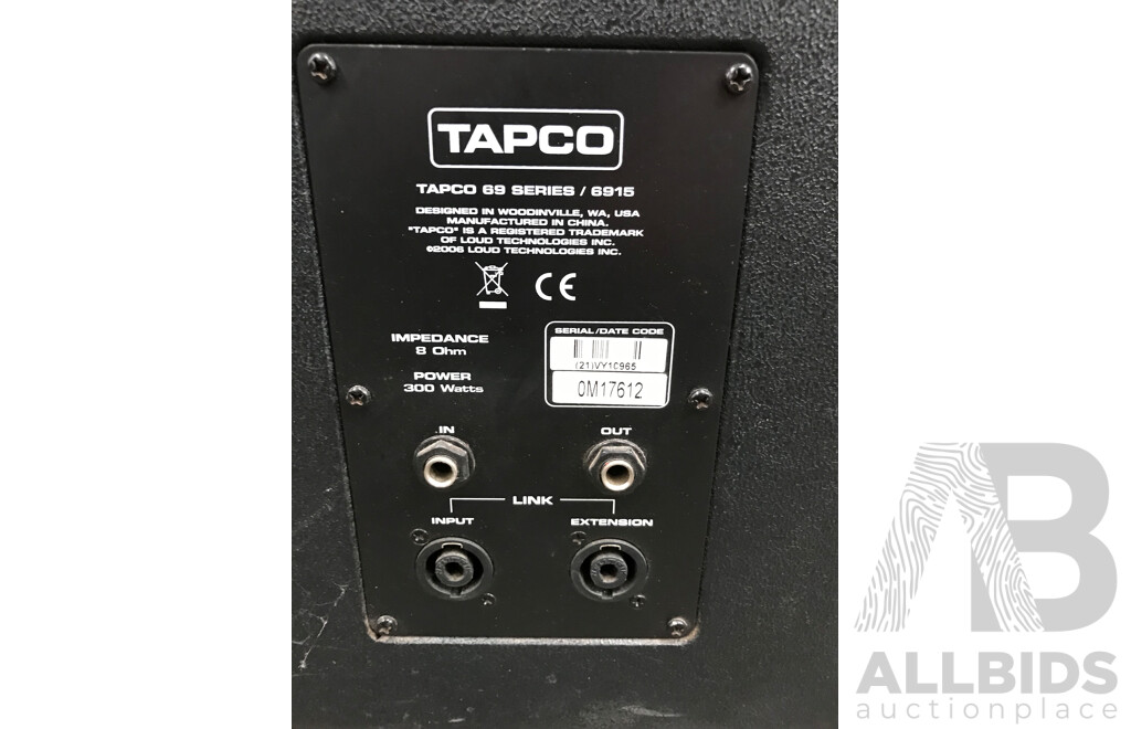 Tapco 69 Series 2-Way Loudspeakers - Lot of 4