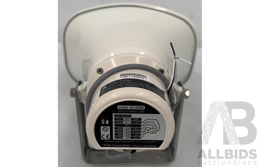 TOA 30W White Horn Speaker