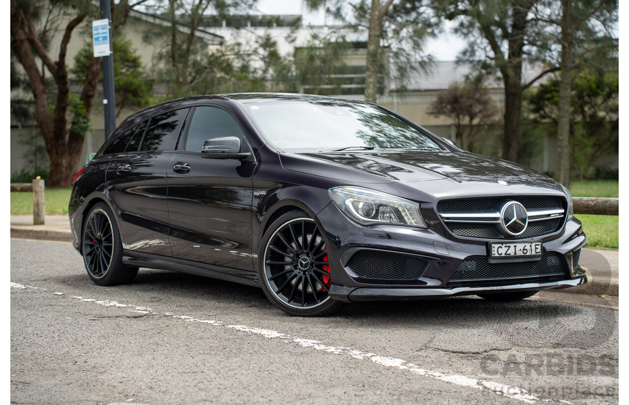 05/2015 Mercedes Benz CLA 45 AMG 4matic (AWD) Shooting Brake 117 MY15 Northern Lights Violet Metallic Turbo 2.0L