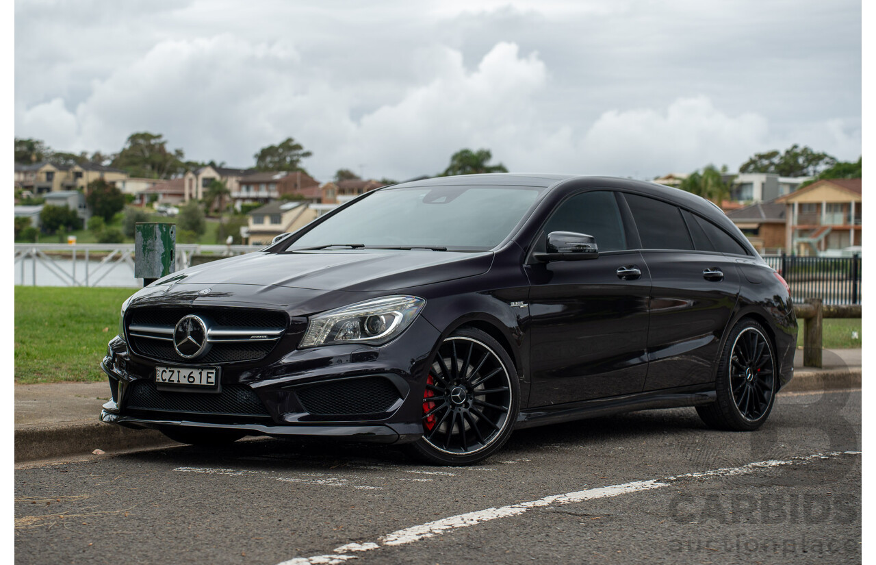 05/2015 Mercedes Benz CLA 45 AMG 4matic (AWD) Shooting Brake 117 MY15 Northern Lights Violet Metallic Turbo 2.0L