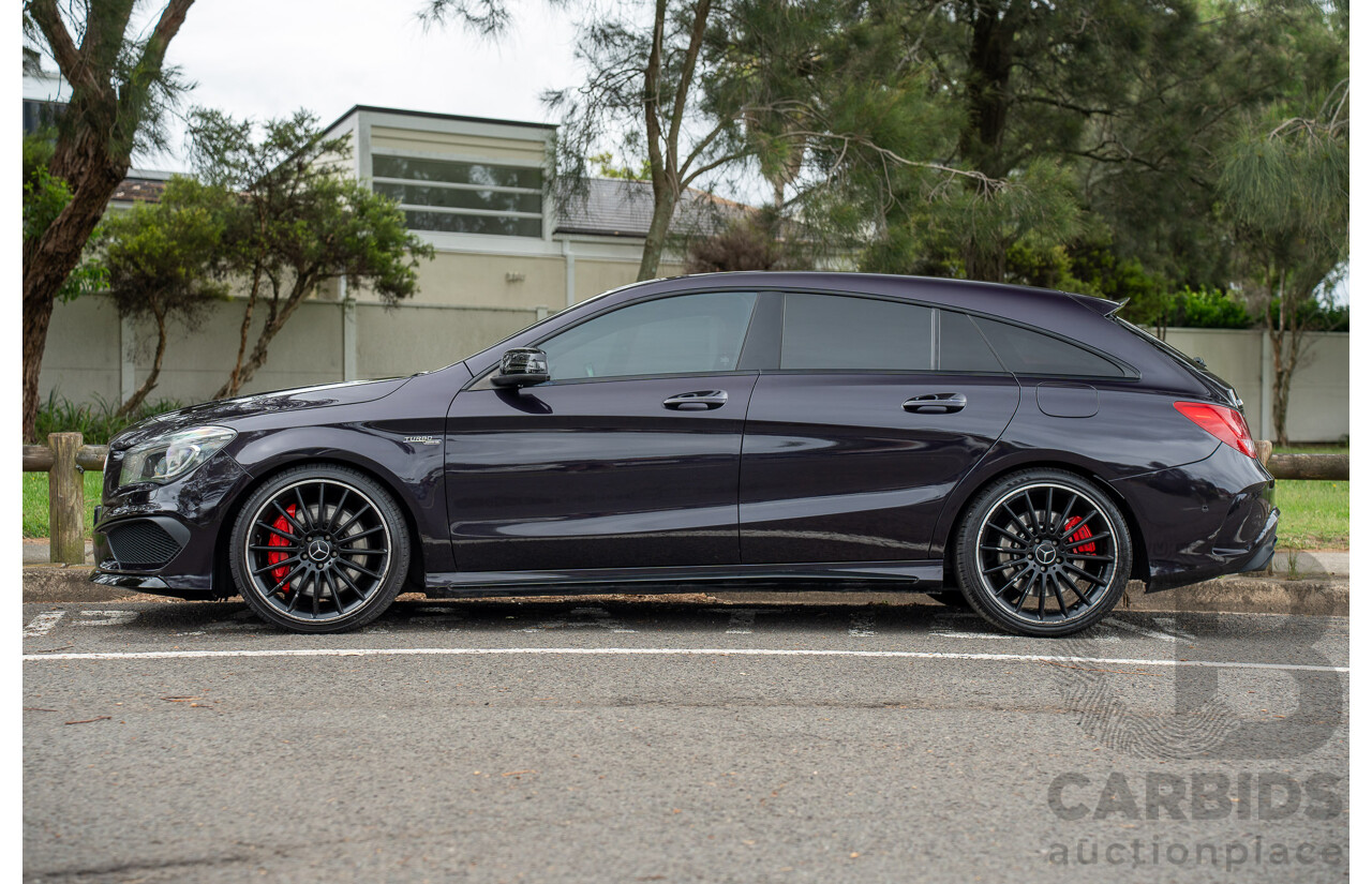 05/2015 Mercedes Benz CLA 45 AMG 4matic (AWD) Shooting Brake 117 MY15 Northern Lights Violet Metallic Turbo 2.0L