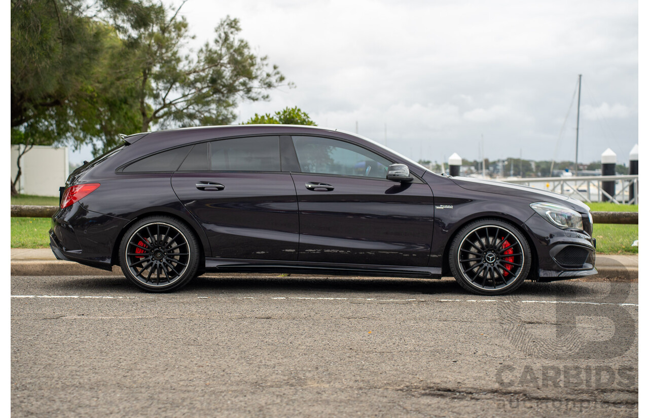 05/2015 Mercedes Benz CLA 45 AMG 4matic (AWD) Shooting Brake 117 MY15 Northern Lights Violet Metallic Turbo 2.0L