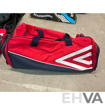 Assorted Sports Duffle Bags - Umbro (x11), Kookaburra Cricket Duffle Bag