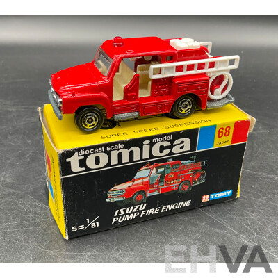 TOMICA Black Box Retired No. 68 ISUZU Pump Fire Engine Diecast Car 1/81 - Made in Japan