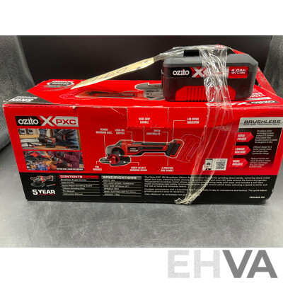 Ozito PXC (PXBVAGS-125) 18V 125MM Brushless Angle Grinder W/ Battery