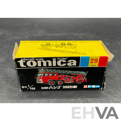 TOMICA Black Box Retired No. 29 HINO Aerial Ladder Fire Truck Diecast Car 1/125 - Made in Japan