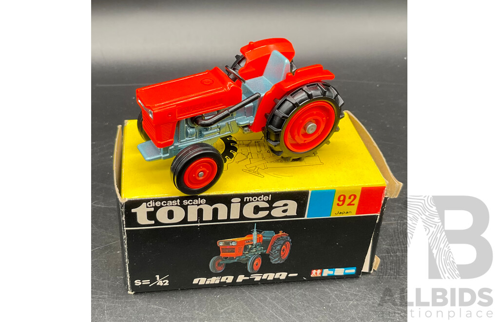 TOMICA Black Box Retired No. 92 Kubota Tractor Diecast Car 1/42 - Made in Japan