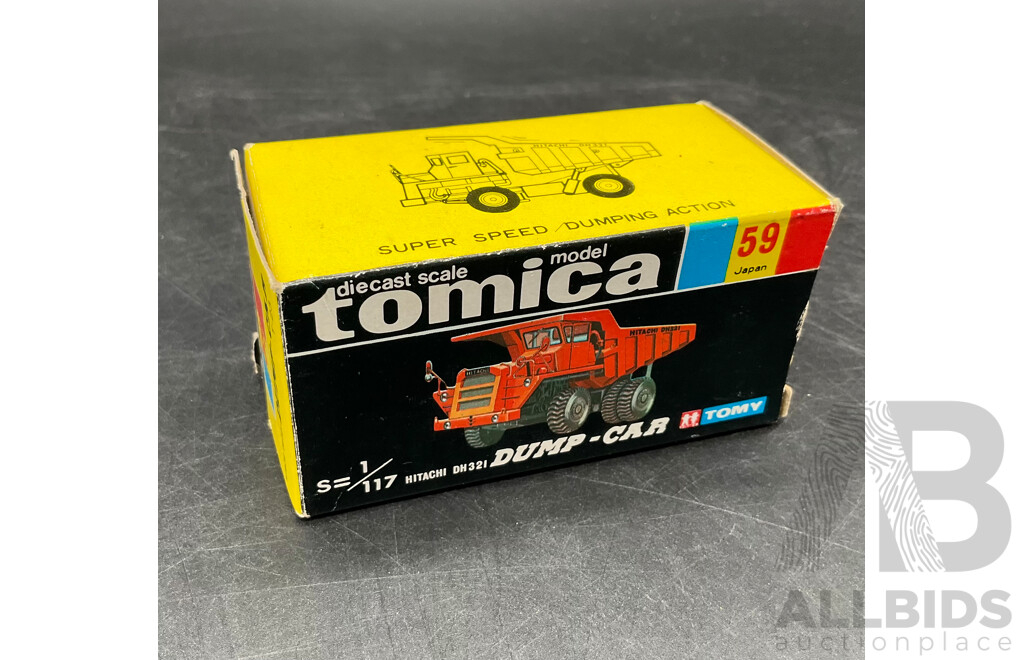 TOMICA Black Box Retired No. 59 HITACHI DH321 Dump-Car Diecast Car 1/117 - Made in Japan