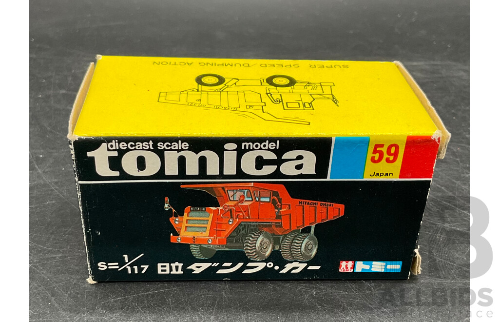 TOMICA Black Box Retired No. 59 HITACHI DH321 Dump-Car Diecast Car 1/117 - Made in Japan