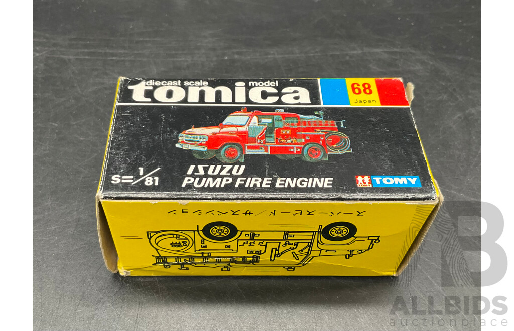 TOMICA Black Box Retired No. 68 ISUZU Pump Fire Engine Diecast Car 1/81 - Made in Japan