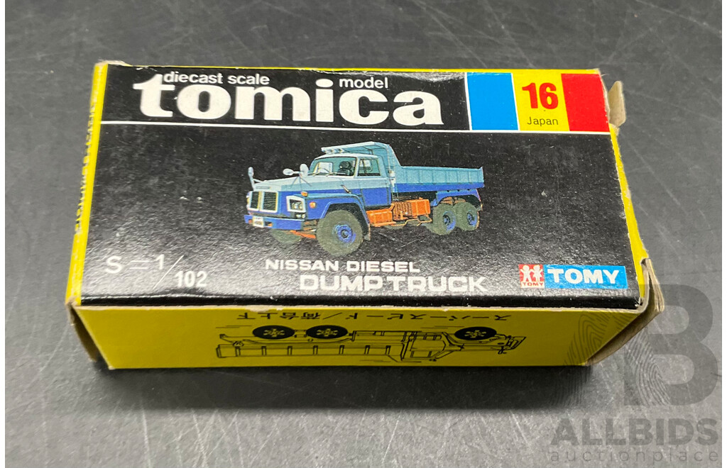 TOMICA Black Box Retired No. 16 NISSAN Diesel Dump Truck Diecast Car 1/102 - Made in Japan