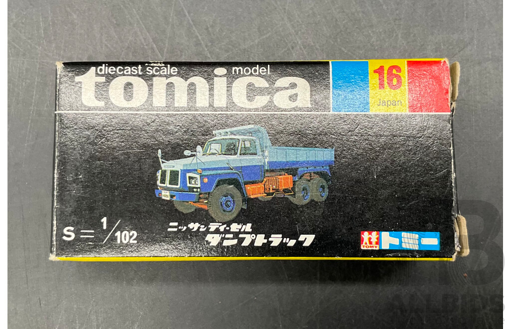 TOMICA Black Box Retired No. 16 NISSAN Diesel Dump Truck Diecast Car 1/102 - Made in Japan