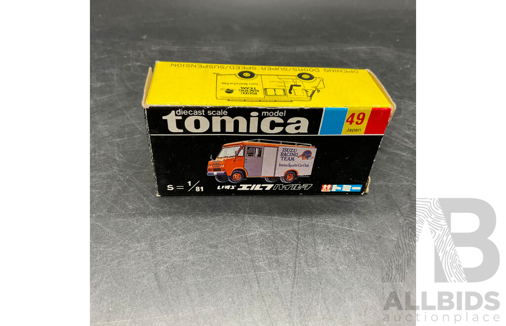 TOMICA Black Box Retired No. 49 ISUZU ELF Hi-Roof Diecast Car 1/81 - Made in Japan