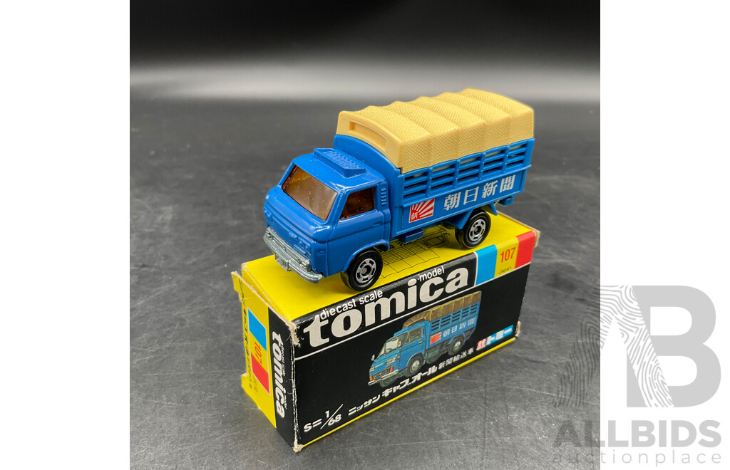 TOMICA Black Box Retired No. 107 NISSAN Caball News Delivery Truck Diecast Car 1/68 - Made in Japan