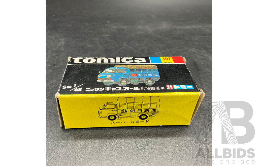 TOMICA Black Box Retired No. 107 NISSAN Caball News Delivery Truck Diecast Car 1/68 - Made in Japan