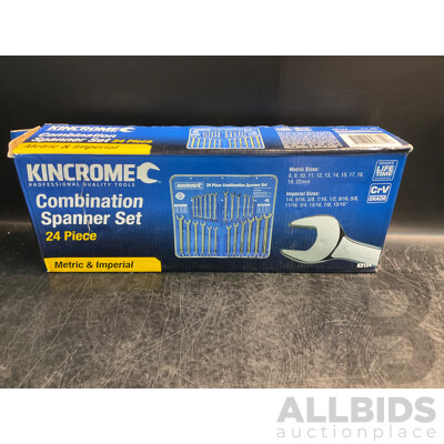 KINCROME 24 Piece Combination Spanner Set - Imperial & Metric 1352424