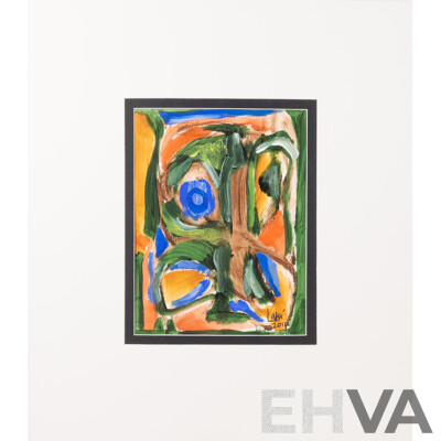 Laki Senanayake, (20th Century, Sri Lankan, 1937-2021), Owl, Acrylic on Card, Unframed, 33.5 x 25 cm (Image Only), 67 X 59 cm (^Mat Board Edge to Edge)