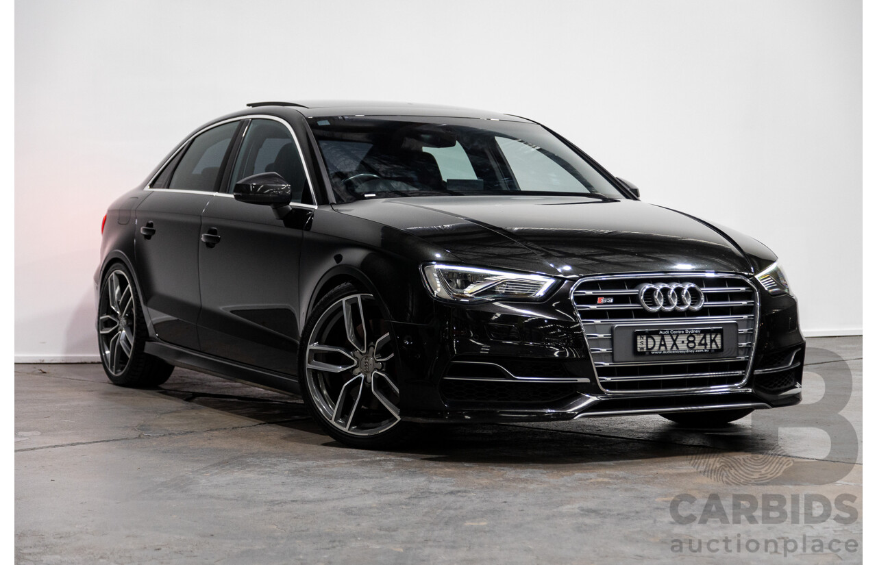 9/2015 Audi S3 2.0 TFSI Quattro (AWD) 8V MY15 4d Sedan Panther Black Pearl Turbo 2.0L