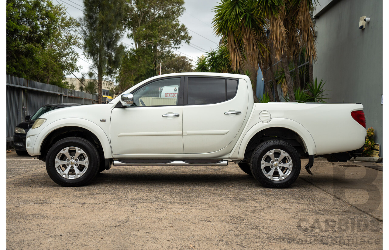 2/2015 Mitsubishi Triton GLX-R (4x4) MN MY15 Double Cab Utility White Turbo Diesel 2.5L