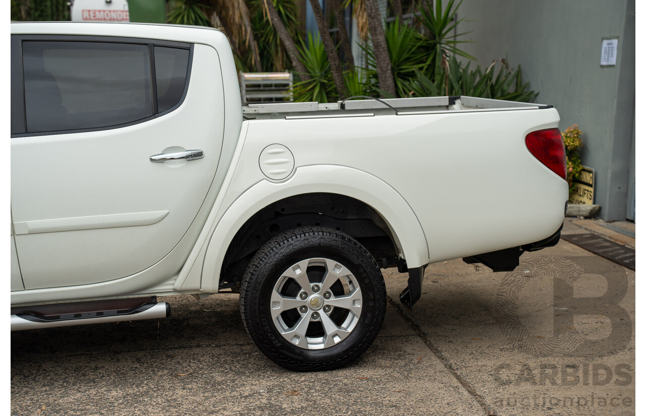 2/2015 Mitsubishi Triton GLX-R (4x4) MN MY15 Double Cab Utility White Turbo Diesel 2.5L