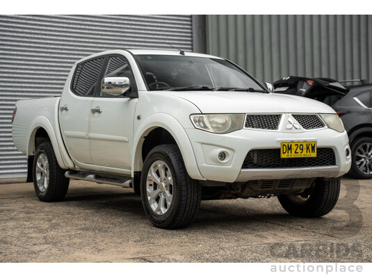 2/2015 Mitsubishi Triton GLX-R (4x4) MN MY15 Double Cab Utility White Turbo Diesel 2.5L