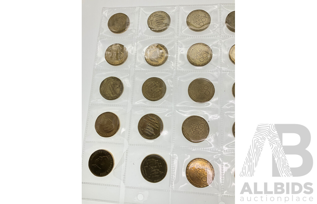 Thirty Australian Commemorative One Dollar Coins Including 2023 KCIII, 2020 100 Years Qantas, 2014 One Hundred Years ANZAC