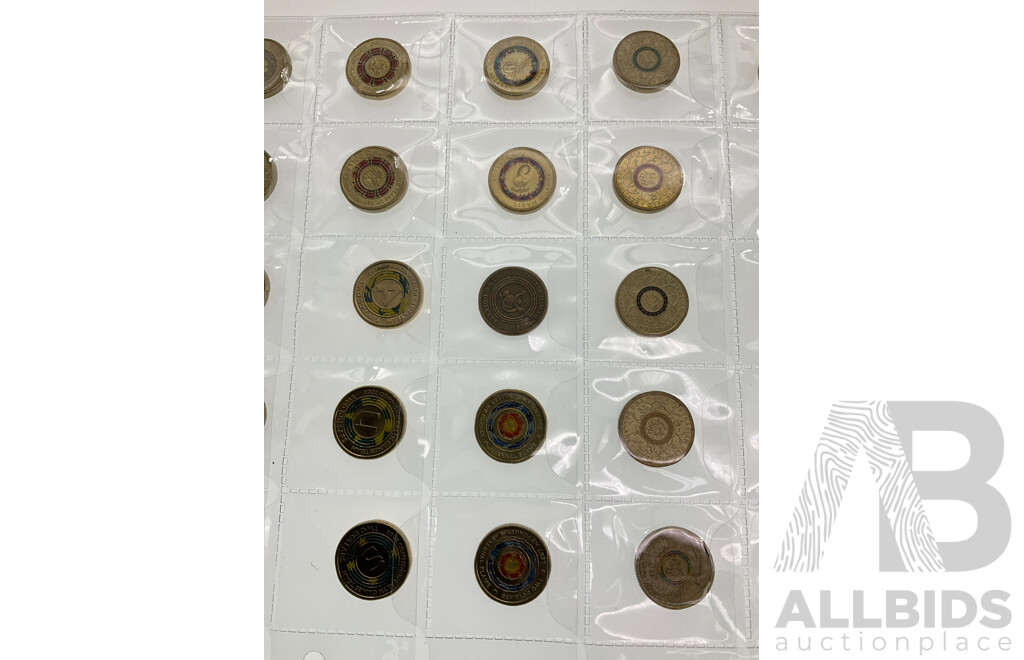 Thirty Australian Commemorative Two Dollar Coins Including 2021 Aboriginal Flag, 2016 50 Years Decimal Currency, 2022 Front Line Workers