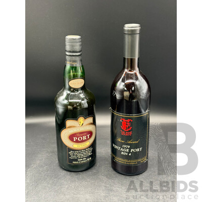 BROWN BROTHERS Wood Matured Reserve Port 750ml & the WINE SOCIETY Show Award 1979 Vintage Port Bin4