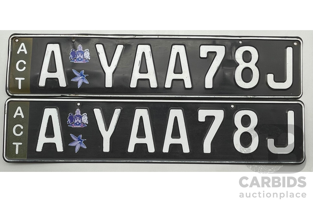 ACT Alpha Numerical European Style Number Plate - A YAA78J