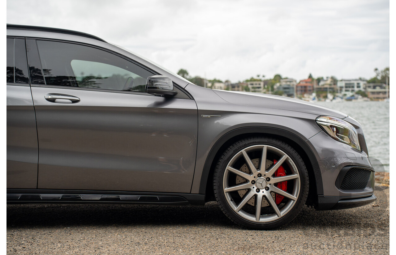 9/2015 Mercedes Benz GLA 45 AMG 4Matic (AWD) X156 MY15 4d Wagon Mountain Grey Metallic Turbo 2.0L