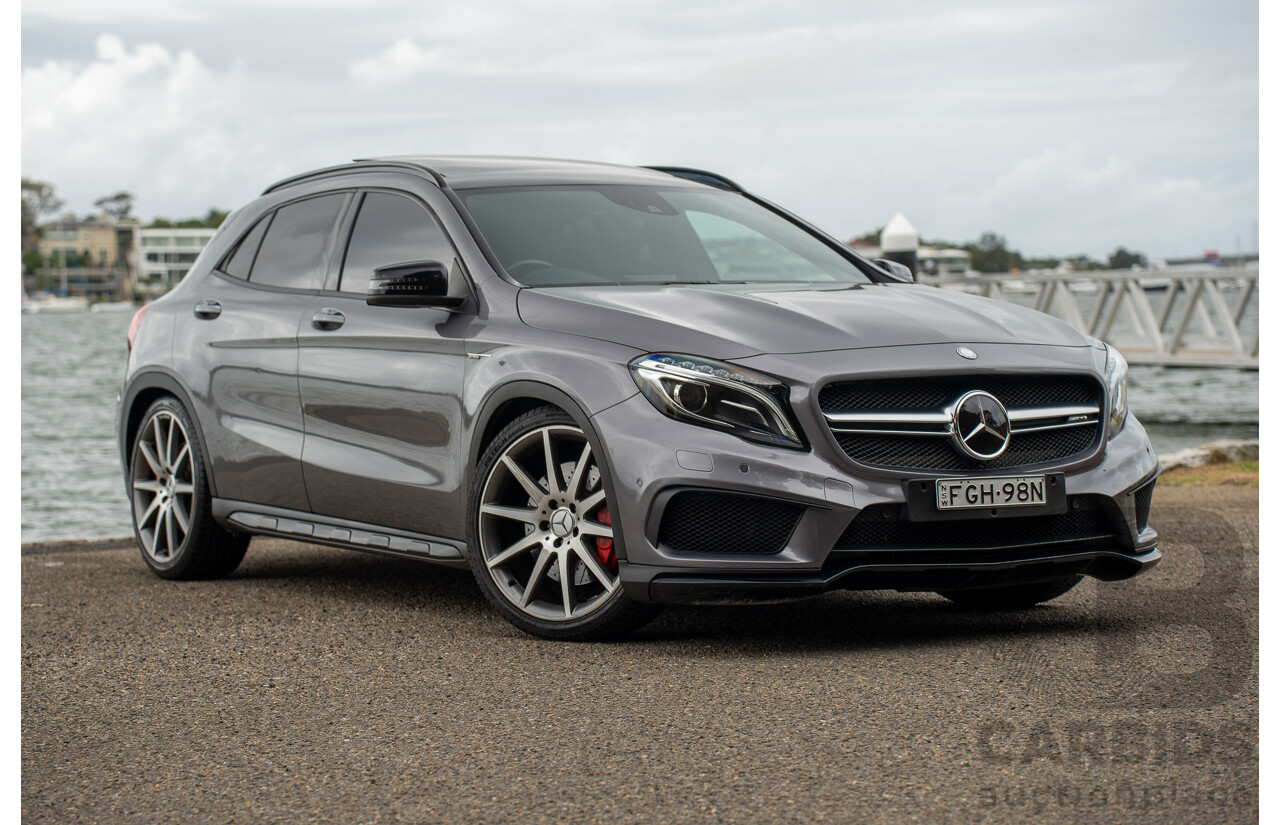 9/2015 Mercedes Benz GLA 45 AMG 4Matic (AWD) X156 MY15 4d Wagon Mountain Grey Metallic Turbo 2.0L