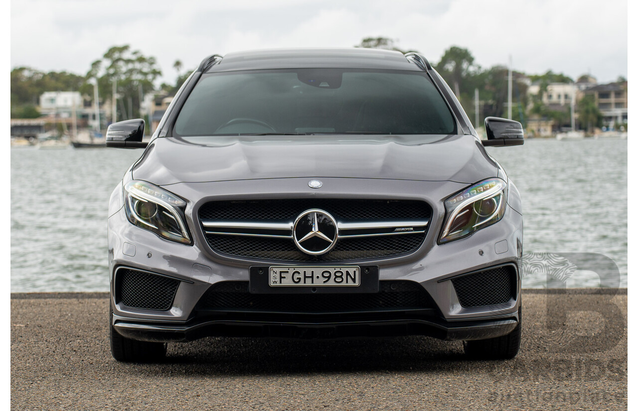 9/2015 Mercedes Benz GLA 45 AMG 4Matic (AWD) X156 MY15 4d Wagon Mountain Grey Metallic Turbo 2.0L