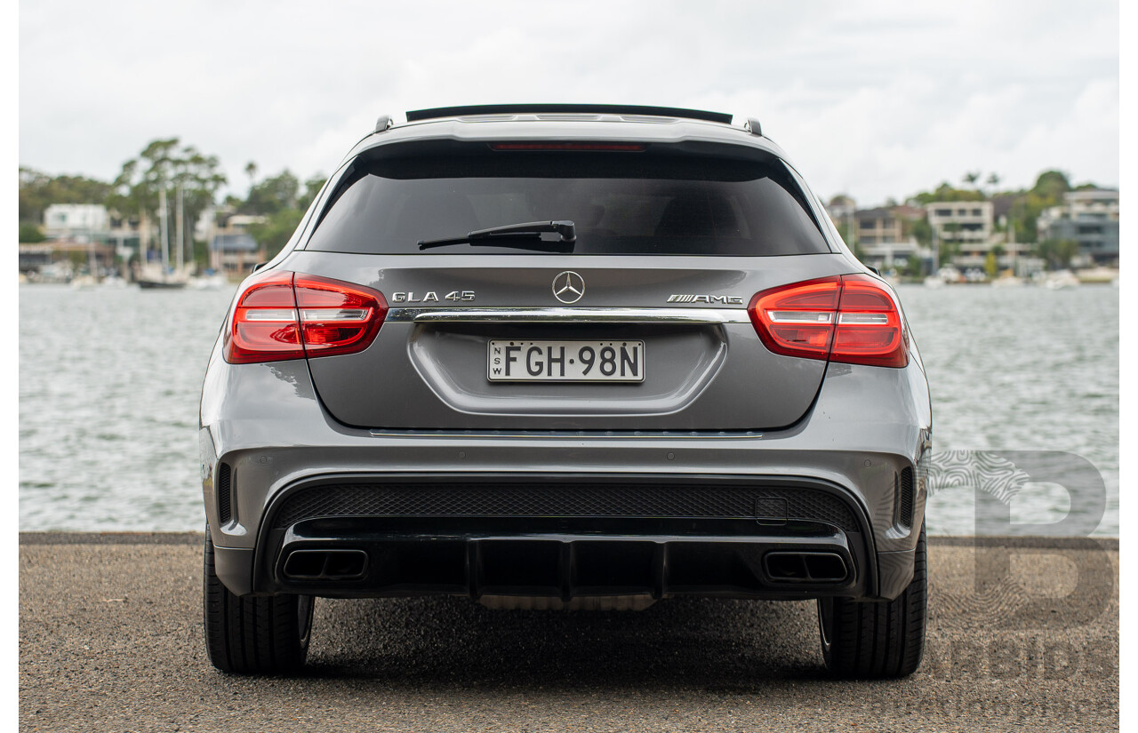 9/2015 Mercedes Benz GLA 45 AMG 4Matic (AWD) X156 MY15 4d Wagon Mountain Grey Metallic Turbo 2.0L