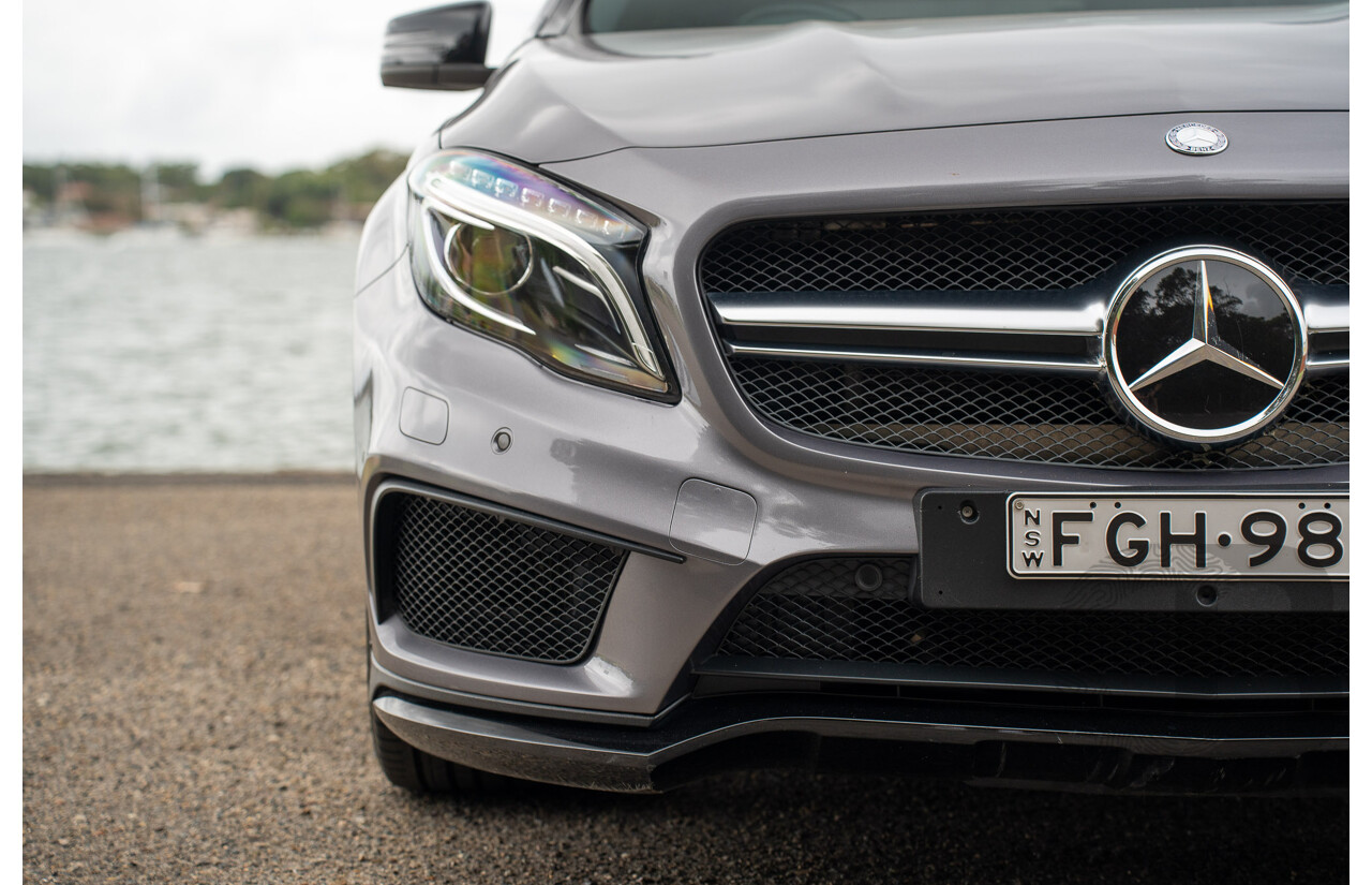 9/2015 Mercedes Benz GLA 45 AMG 4Matic (AWD) X156 MY15 4d Wagon Mountain Grey Metallic Turbo 2.0L