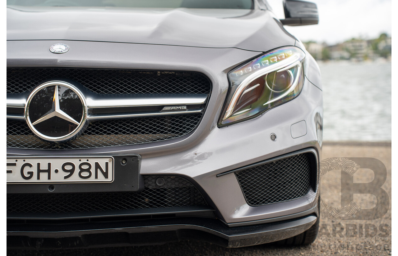 9/2015 Mercedes Benz GLA 45 AMG 4Matic (AWD) X156 MY15 4d Wagon Mountain Grey Metallic Turbo 2.0L