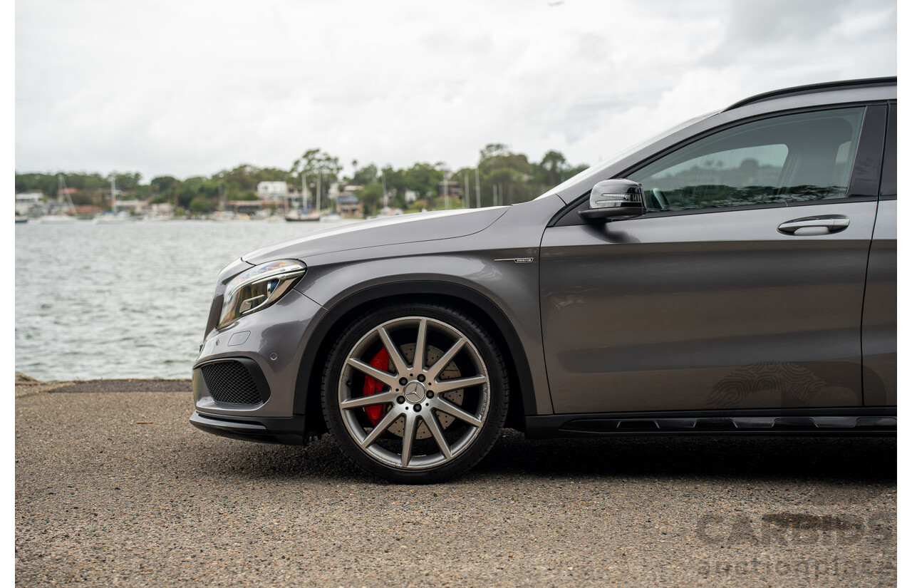 9/2015 Mercedes Benz GLA 45 AMG 4Matic (AWD) X156 MY15 4d Wagon Mountain Grey Metallic Turbo 2.0L