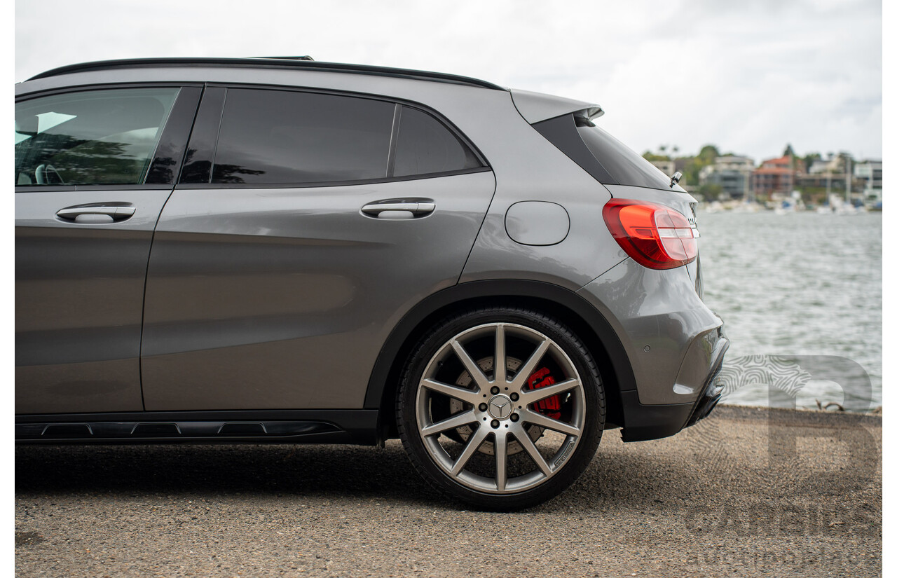 9/2015 Mercedes Benz GLA 45 AMG 4Matic (AWD) X156 MY15 4d Wagon Mountain Grey Metallic Turbo 2.0L