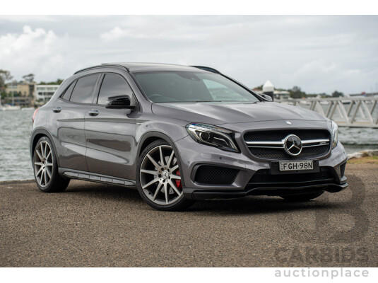 9/2015 Mercedes Benz GLA 45 AMG 4Matic (AWD) X156 MY15 4d Wagon Mountain Grey Metallic Turbo 2.0L