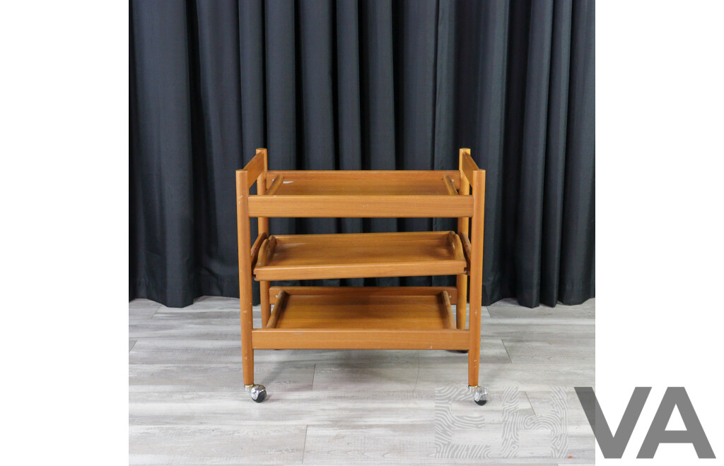 Vintage Teak Two Tier Drinks Trolley