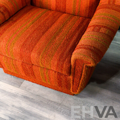 Pair of Vintage Woolen Burnt Orange Lounge Chairs by Parker Furniture