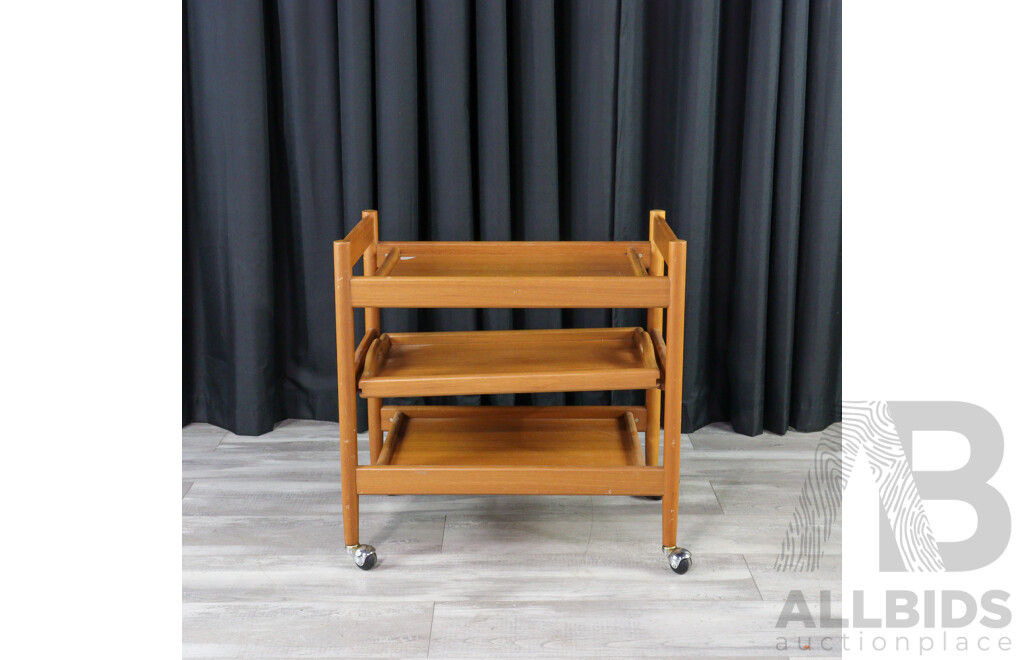 Vintage Teak Two Tier Drinks Trolley