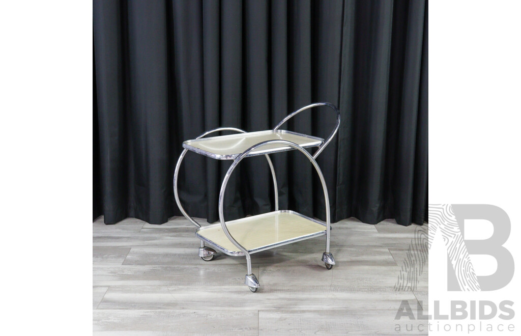 Art Deco Chrome Framed Two Tier Drinks Trolley